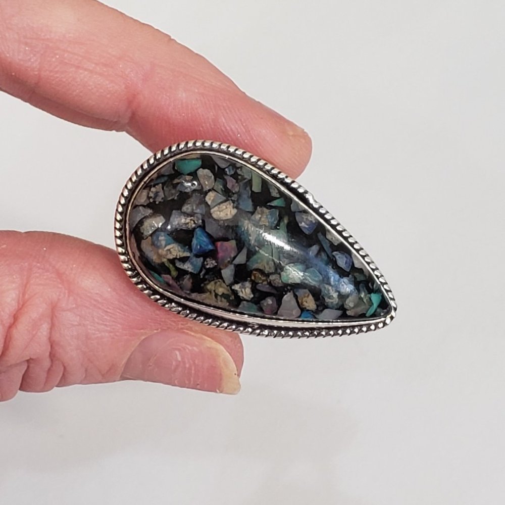 Copper Opal Ring, 925 Silver Copper Ethiopian Opa… - image 1